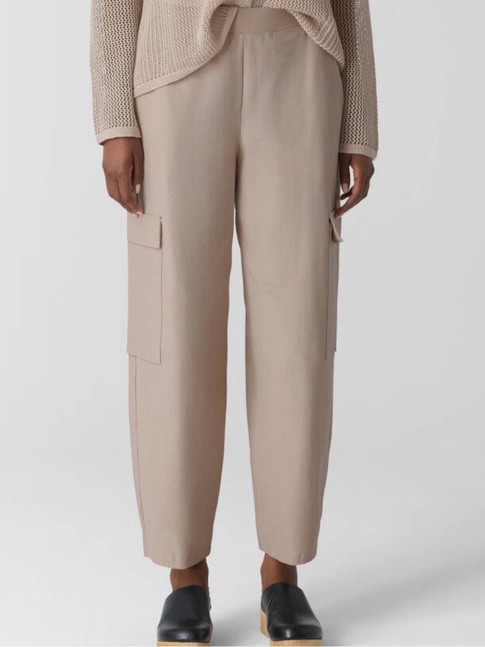 Eileen Fisher Beige Wide-Leg Cargo Trousers